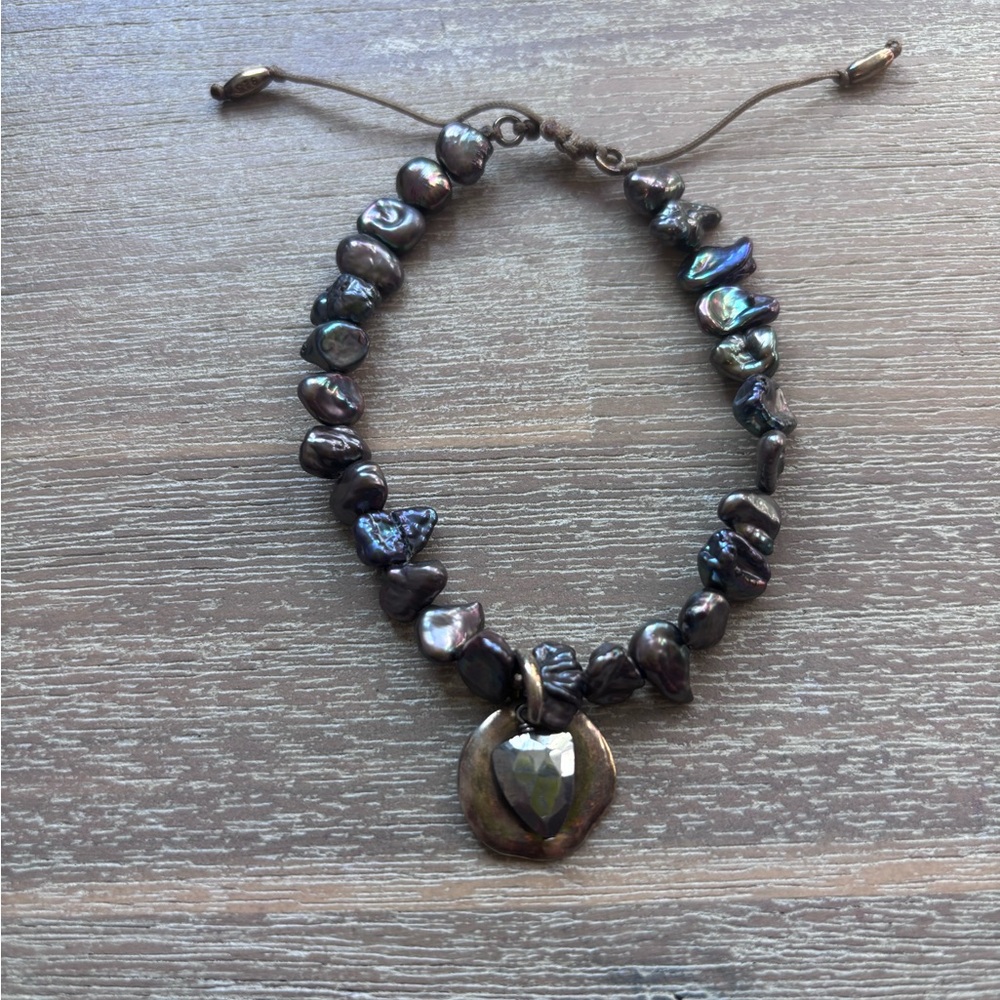 Chan Luu semi precious freshwater black pearl bracelet adjustable new in box